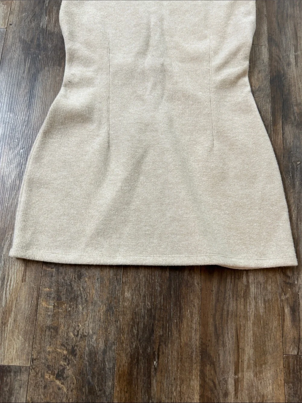 Zara Neutral Cap-Sleeve Knit Mini Dress in Beige - Picture 5 of 10